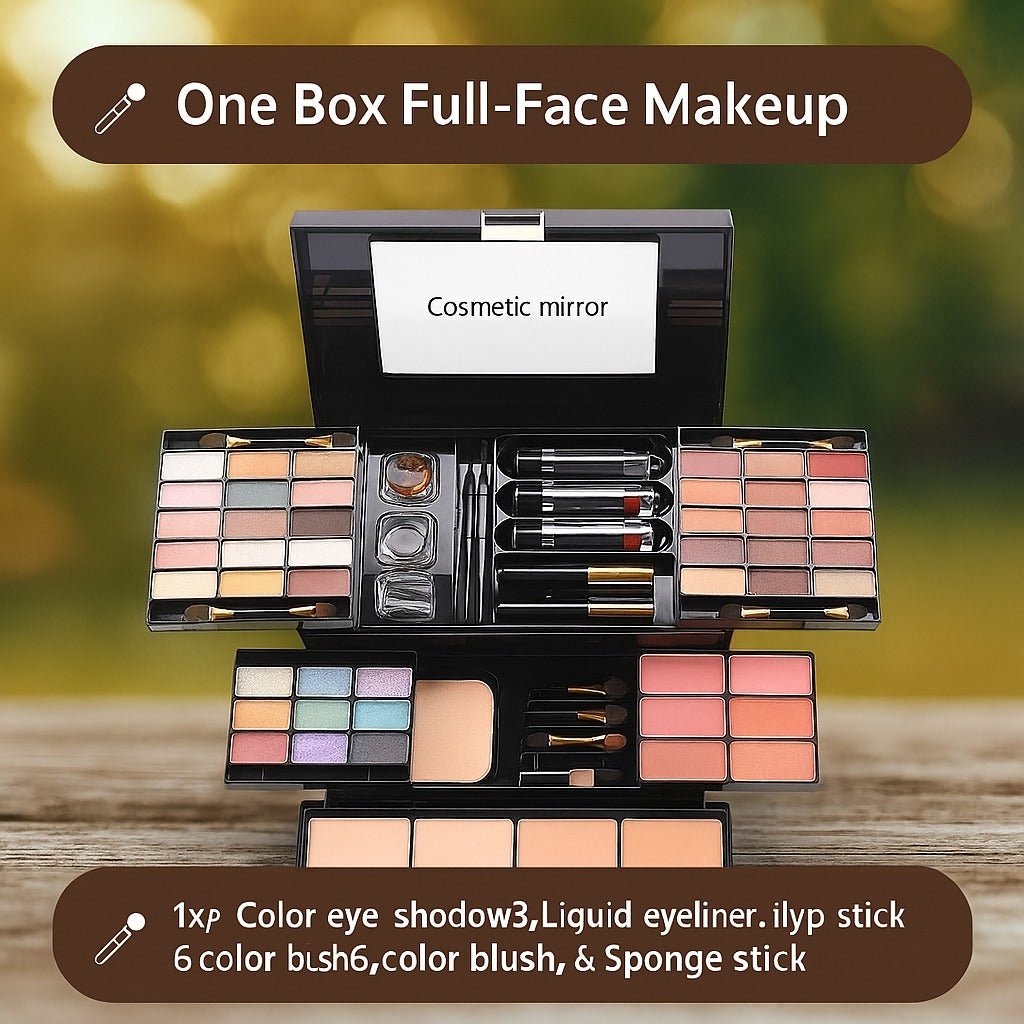 All - in - One Makeup Kit – Eyes, Lips, Face | Full Glam Look in One Box | Mirror Included - Zayluxe Care