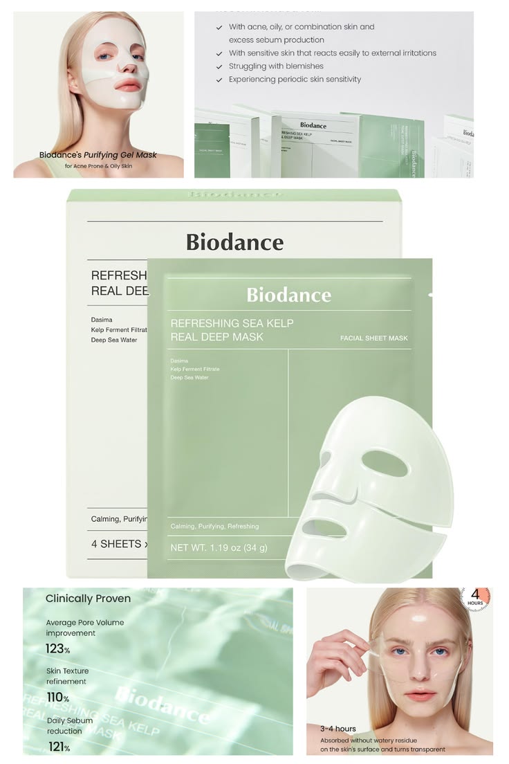 Biodance refreshing sea kelp mask ( 4x sheet Masks ) - Zayluxe Care