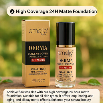 Emelie Derma 24H Matte Foundation – Full Coverage, Anti - Aging, Natural Finish for All Skin - Zayluxe Care