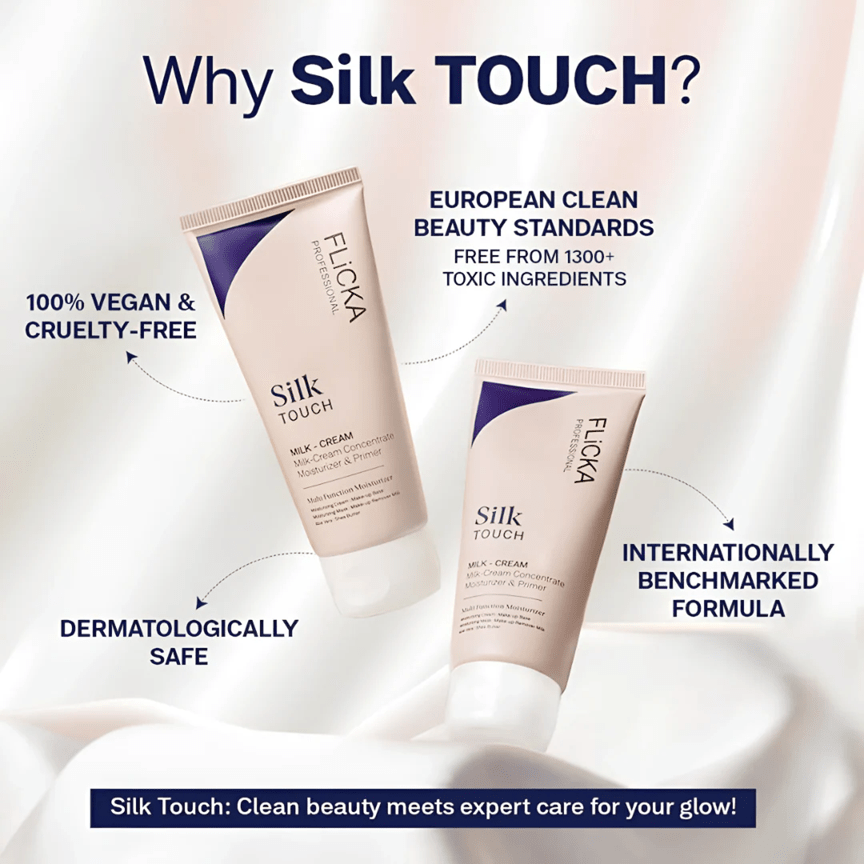 Flicka Silk Touch 3 in 1 Moisturizer and Primer for Face | Long - Lasting, Flawless and Dewy Makeup Base | Pore Minimizer | All Skin Types - Zayluxe Care
