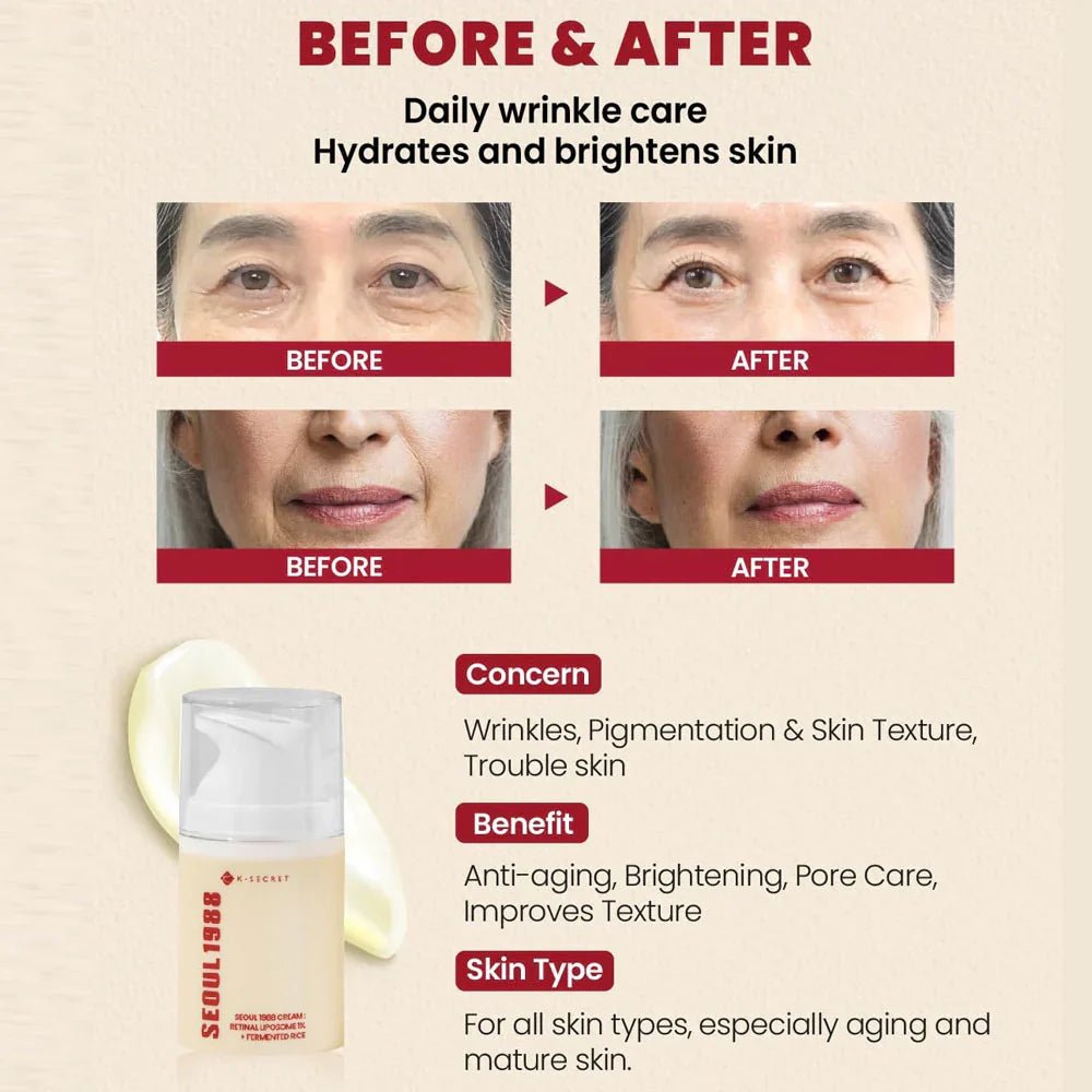 K - SECRET SEOUL 1988 Cream : Retinal Liposome 1% + Fermented Rice 50ml - Zayluxe Care