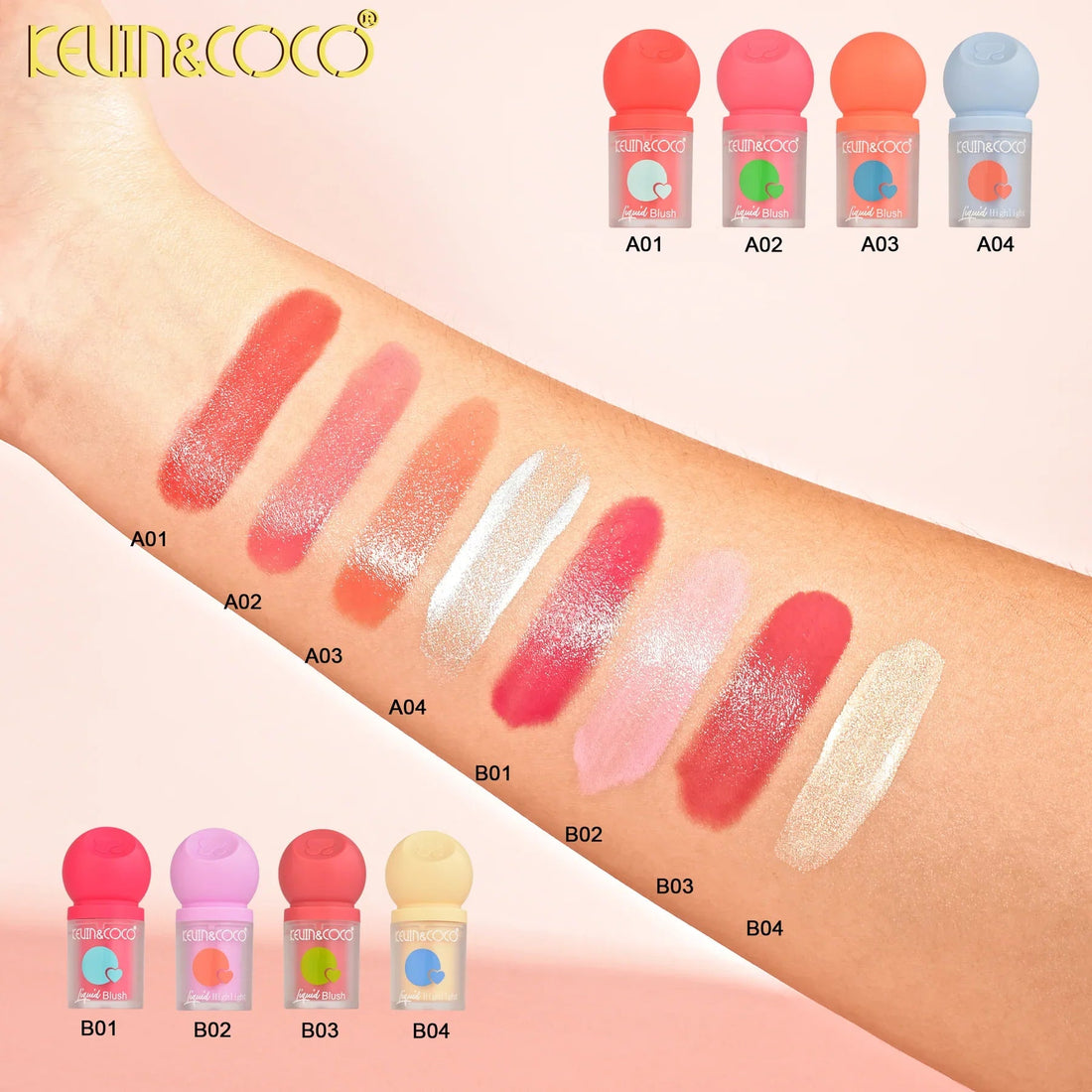 Kevin & Coco Liquid Blush & Highlighter ( Set of 4 ) - Zayluxe Care