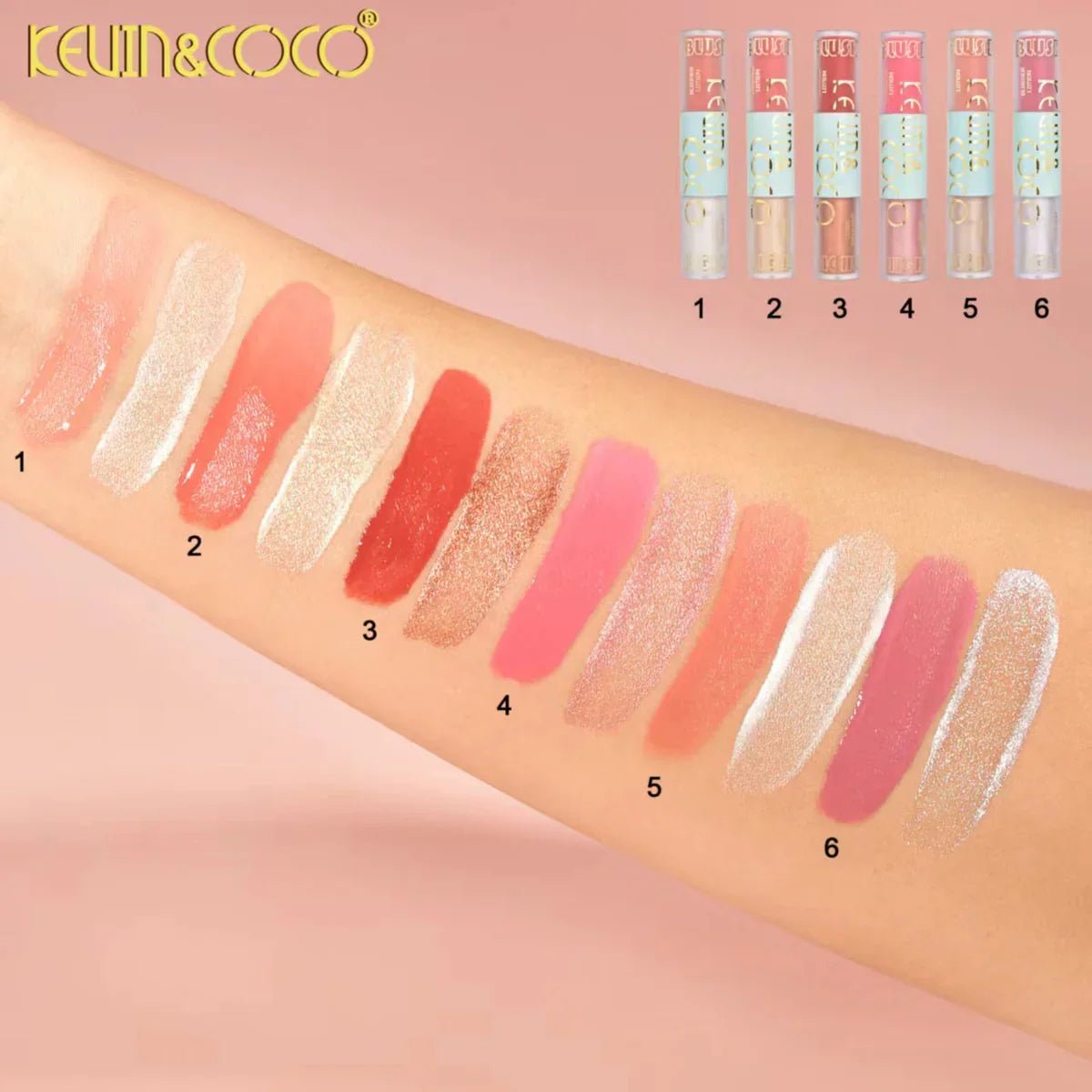 Kevin & Coco Liquid High4lighter & Blusher ( Set of 6 ) - Zayluxe Care