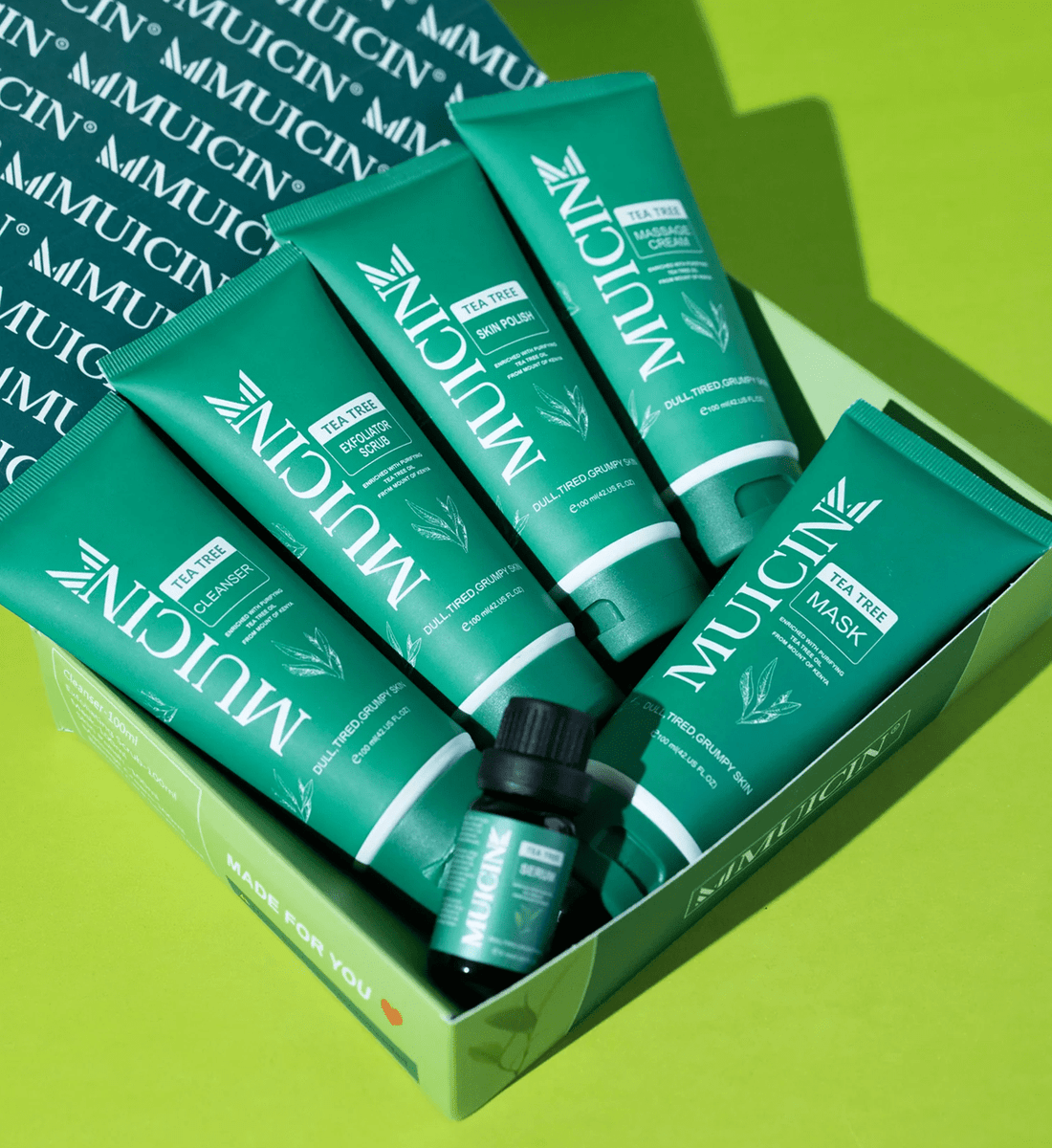 MUICIN Tea Tree Facial Kit | 6 Step | Anti - Acne & Deep Cleansing Treatment for Clear Skin - Zayluxe Care