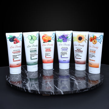She Beauty | 6 - Step Whitening Facial Kit for All Skin Types | Complete Salon Facial at Home (200ml x 6) - Zayluxe Care